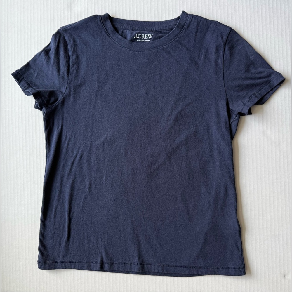 J. Crew Vintage Jersey Classic-Fit Crewneck T-Shirt Navy Blue Size S BY359
